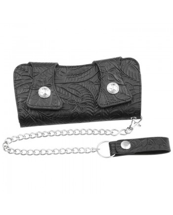 Men's Biker Wallet Embossed Leather with Chain