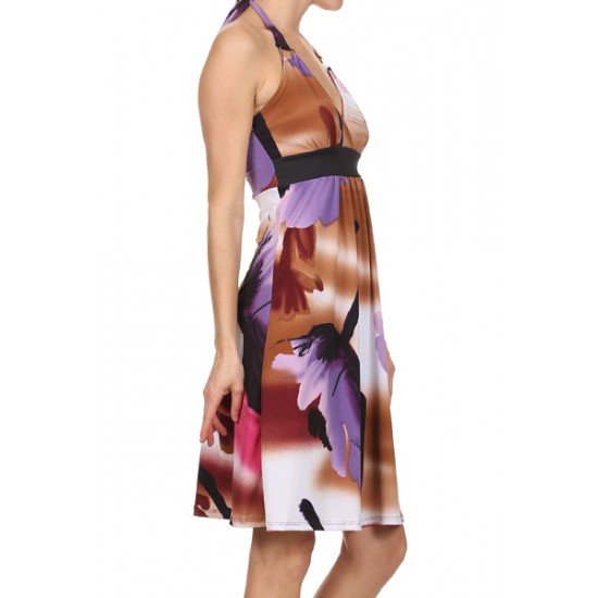 Halter Dress in Purple or Coral