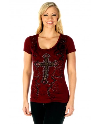 Burgundy Celtic Cross T-shirt 