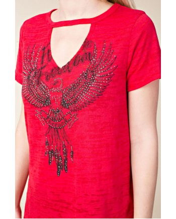 Freedom Embellished T-shirt Red