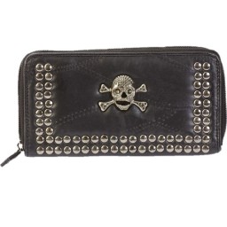 Ladies Leather Wallet with Skulls