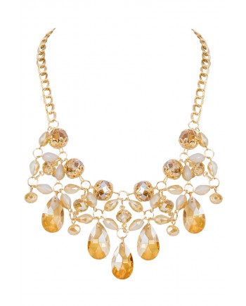 Champagne Colored Crystal Necklace Set