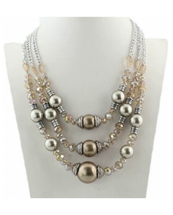 Three Layer Pearl Crystal Necklace