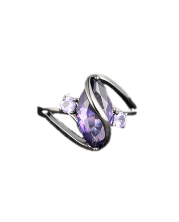 Purple Zircon Black Stainless Steel Ring