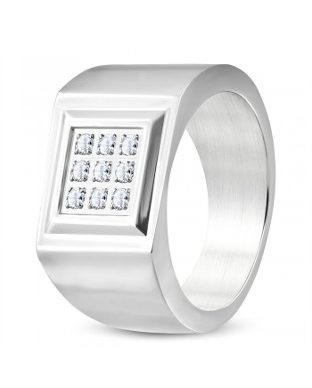Square CZ Silver Band Ring