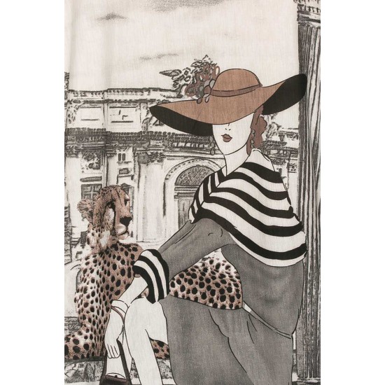 Lady with Hat and Leopard Tunic